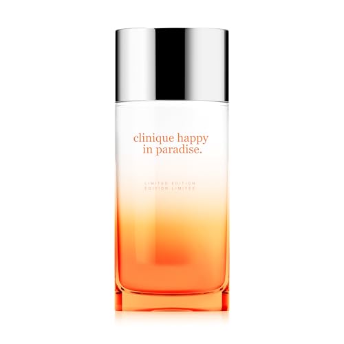 Clinique Happy in Paradise Eau de Parfum Spray|Solar Floral Amber Fragrance with Notes of Lemon Heart, White Passion Flower, Cocoa Shell, 100ml