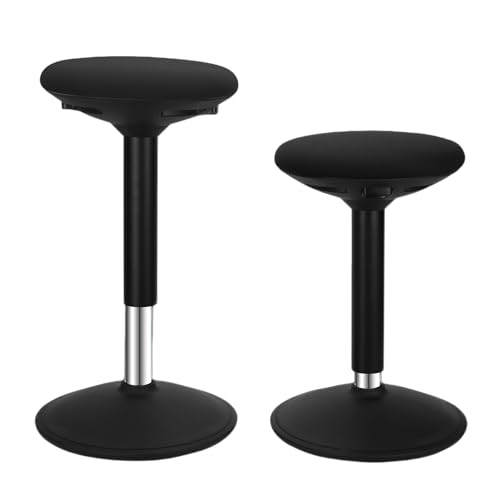 Image of Standing Desk Balance Wobble Stools, Height Adjustable 22-32 Inch for Office and Classroom, Anti-Fatigue Standing Chairs, Ergonomic Stools with Anti-Slip Round Bottom, Black