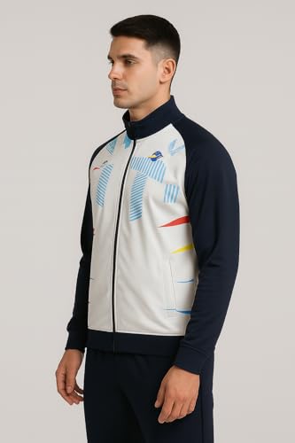 Image of Men's Tracksuit High Neck Full Sleeve Athletic Gym Running Sports Jacket & Track Pant Set