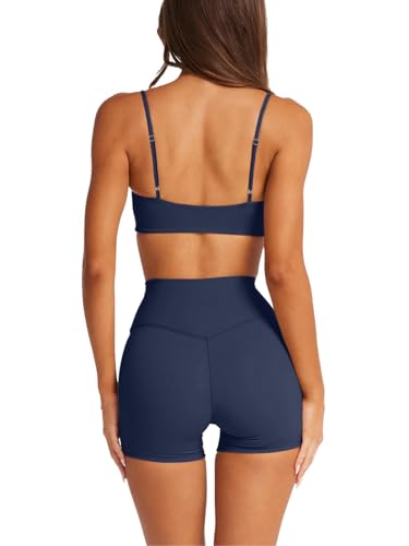 Image of LASLULU Womens Adjustable Spaghetti Straps Sports Bra Square Neck Wireless Padded Workout Yoga Crop Tops