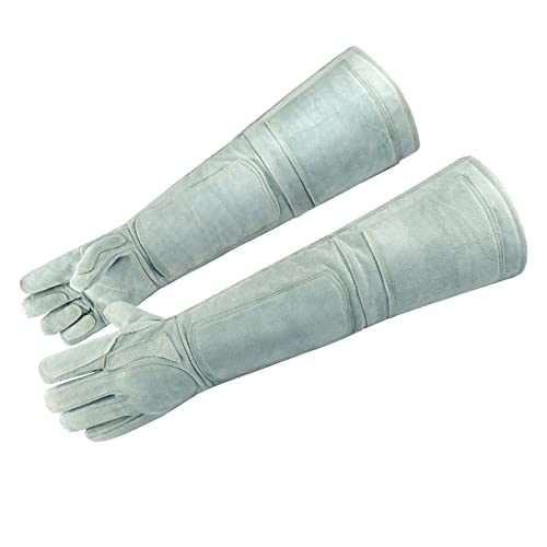 KOXITIP Animal Handling Gloves Bite Proof Kevlar Reinforced ，Genuine cowhide leather, long sleeve 24.4” Protect for animal Scratch,Grabbing ,Bite, Multi - Funtion welding, Gardening, Camping, Campfire, falconry
