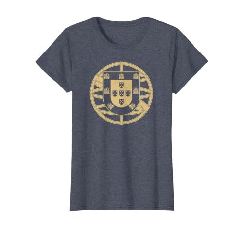 Portugal Coat ARMS Portuguese Flag Symbol Emblem T-Shirt, Women, Heather Blue, Large