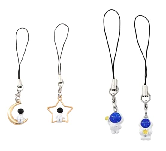 COLORFUL BLING Kawaii Cute Astronaut Space Star Moon USB Stick Lanyard Charm Set Phone Charm Lanyard Rope Keychain