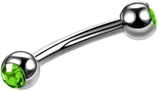 Green Gem Titanium Eyebrow Body Piercing Jewelry