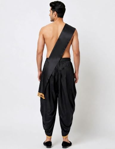 Image of BookMyCostume Indian Traditional Costume for Kids | Ramayana Dress for Boys | Black Dhoti with Patka Dussehra Dress | Mythology Fancy Dress Costume for School Annual Day Performance | Adult M