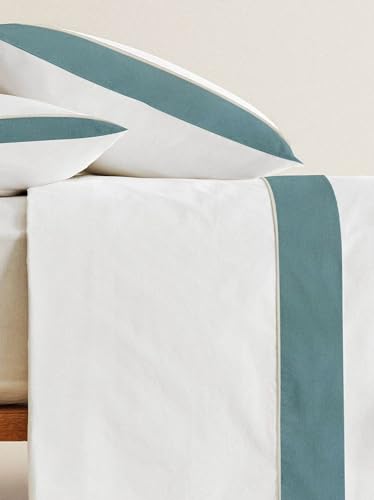 Parure de lit simple MATERA blanc vert pour stopper la transpiration