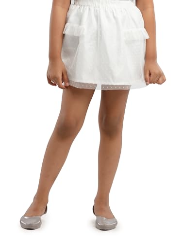 Image of Under Fourteen Girls Pullon Skirt with Satin Lining Fabric | Skirt for Girls | Woven | 2-3 Yrs(White)