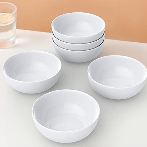 Meky Cereal Bowls, Glassware 18Oz White Salad Bowls Sets 5.5 Inch 6 Piece, Restaurant, Family Party And Kitchen Use, Round #TOP6