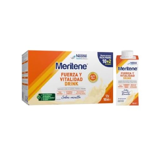 Meritene | Fuerza y Vitalidad Drink | Sabor Vainilla | Listo para Tomar |Fuerza para tus Músculos, Vitalidad para ti | Batido con Proteínas, Vitaminas y Minerales | 12 Unidades x 180 ml