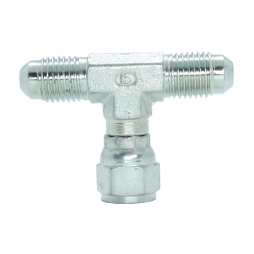Image of 1 Piece Steel JIC Flare Tube Fitting,Tee Swivel Branch 1 /4 JIC (7 /16''-20 Threads)