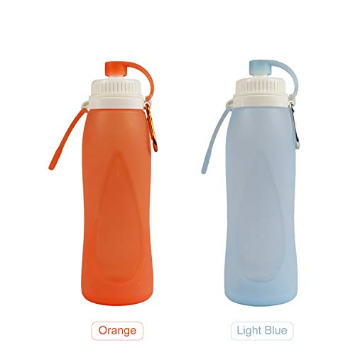 KKmoon Garrafa de água dobrável de 500mL Garrafa de água dobrável de silicone Garrafa leve à prova d
