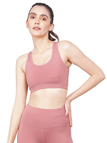 Image of Jockey MI03 Women's Wirefree Padded Polyester Elastane Stretch Printed Full Coverage Racer Back Styling Sports Bra with Stay Dry Treatment
