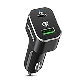 【Dual Port Schnellladegerät】USB- C (Typ C)-Anschluss mit Power Delivery [PD] ermöglicht bis zu 45W (5V/3A, 12V/3A, 14.5V/3A, 20V/2.25A) und USB-A mit Quick Charge [QC] 3.0 Autoladetechnologie bietet bis zu 18W (12V/1.5A 9V/2A 6V/3A)