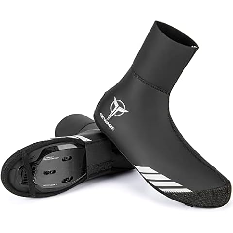 GEWAGE Cycling Shoe Covers Winter Thermal Warm Cycling Overshoes Water Resistant Windproof Bike Bicycle Shoe Covers for Man Woman (Black, L) Cover