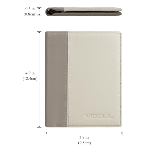 VISOUL Leather Billfold Wallet for Men and Women Two Tone, Bi-fold Wallet with RFID Blocking 11 Card Slots 2 Cash Compartments (Light Gray and Dark Gray)4