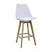 Vaukura Taburete Nórdico Alto con Patas de Madera y Asiento Acolchado (Blanco)