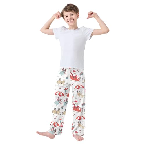 Boys' Pants Santa Deers Funny Christmas Long Bottoms Jogger Pants Elastic Waist Trousers with Pockets S-XL2