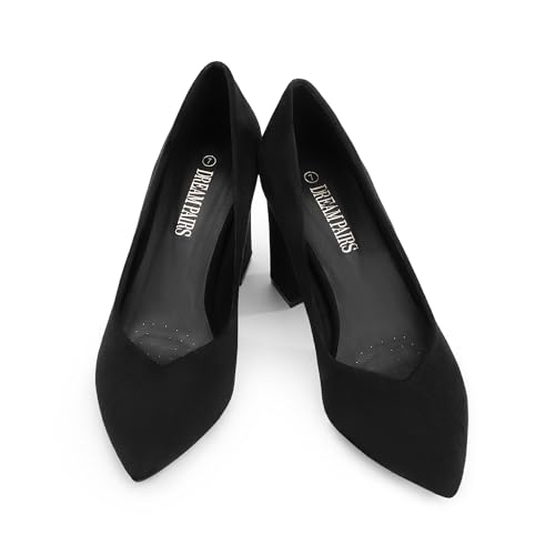 Dream Pairs Women’S High Chunky Closed Toe Block Heels Pointed Toe Wedding Party Elegant Slip On Pumps Shoes,Size 8,Black,Sdpu2229W thumb #3