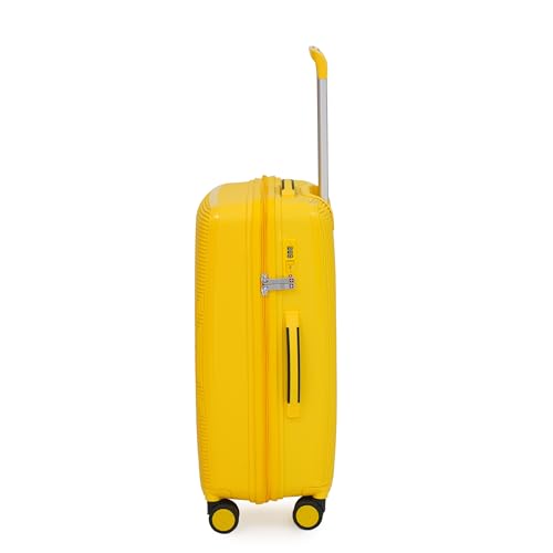 Image of SWISS MILITARY Maze 65CM Medium Hard Trolley Bag, Polypropylene Suitcase, TSA Lock 360 Wheels, Anti-Theft Zipper, Premium Lining Strong Handle, Travel Luggage - 67L Capacity