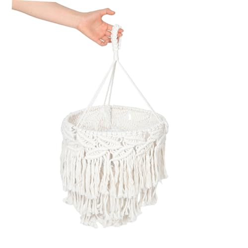 Pantalla lámpara colgante boho de algodón y flecos estilo nórdico 7