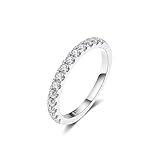 IMOLOE Lab Grown Diamond Wedding Bands for Women, 0.42 Carat Lab Grown Diamond Ring Trendy Lab Grown Diamond Eternity Rings for Women in 18K White Gold Plated Sterling Silver Size 6