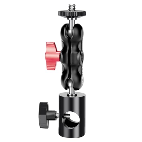 Image of Light Stand Mount Adapter with Double Ball Head - Compatible with Camera Monitor, Ring Light - Fits Flat Head Light Stand, Boom Arm - Max Load 4.4lb /2kg - 1 /4'' Screw