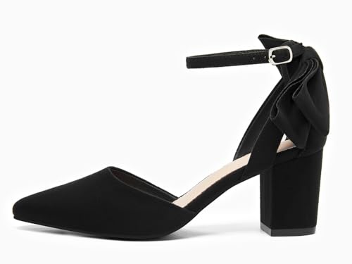 Image of Coutgo Women's Chunky Heels Ankle Strap Pointed Toe Pumps