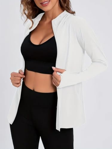 Image of ELEG & STILANCE Women's UPF 50+ Lightweight Athletic Jacket UV Sun Protection Full Zip Cooling Hoodie Long Sleeve Sunscreen Protective Clothing for Women for Outdoor Hiking