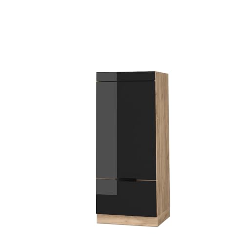 Vicco Armoire Micro-Ondes Fame-Line, Chêne Noir Brillant, 60cm, à Combiner avec d'autres modules de la série Fame-Line