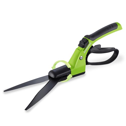 WORKPRO Grass Shears Handheld, Ultra-Sharp Grass Clippers with 360 Degree Swivel Blades, Manual...