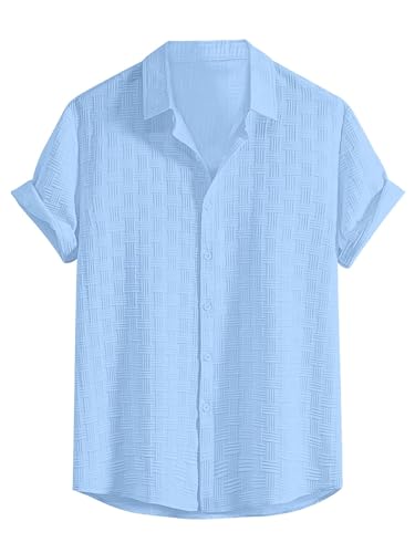 Image of Leriya Fashion Men's Formal Button Down Shirt - Slim Fit Office Wear Shirt for Men | Textured Short Sleeve Polycotton | Business & Meeting Ready (Available in Plus Size)
