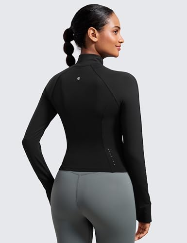Crz Yoga RZ50 Butterluxe Womens Cropped Slim Fit Workout Jackets - Weightless Track Athletic Full Zip Jacket thumb #1