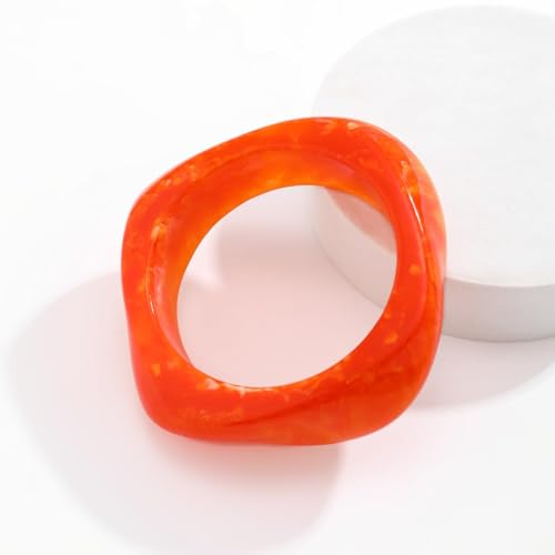 Chunky Acrylic Transparent Candy Color Geometric Round Square Cuff Bangle Bracelet Set for Women Resin Wristband Statement Jewelry4