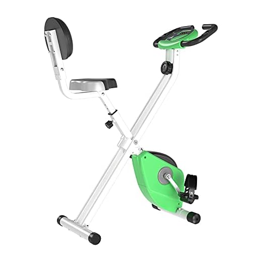 HOMCOM Bicicleta Estática Plegable para Ejercicios Profesional Bicicleta Vertical de Forma X con 8 Niveles Resistencia Magnética Ritmo Cardíaco Asiento con Altura Ajustable Acero 43x97x109 cm Verde