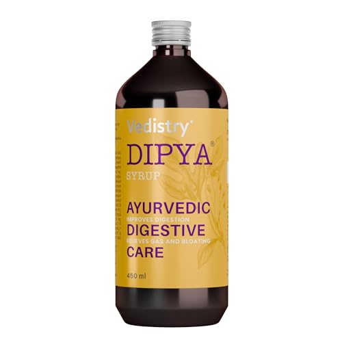 Dipya Ayurvedic Digestive Syrup | Digestive Enzyme Supplement Support for Indigestion, Gas, Bloating, Heartburn, Acidity & Post-Meal Heaviness | Antacid & Gut Cleanse Tonic for Gut Health & Abdominal Discomfort | Clinically Proven to give relief in 4 weeks - 450 ml (Pack of 1)