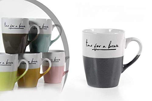  GICOS IMPORT EXPORT SRL Set 6 tazzine Tazze Colazione caffè Senza piattino Decoro Time for a Break 8,3 * 5 * 10 315 ML cm Colori Assortiti CEZ-781308