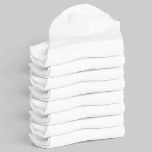10-Pair Pack Durable Crew Socks for Men, Soft and Breathable Mid-calf Socks Men size 6-10 (White 15000)