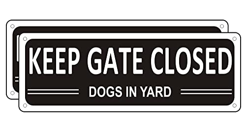 i-CowFun (2 Pack) Heavy-duty Metal Keep Gate Closed Sign Dogs in Yard, 10