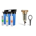 iSpring Whole House Water Filter System w/Sediment, KDF, and Carbon Water Filters, 3-Stage Whole House Water Filtration System & WSP-100 Reusable Whole House Spin Down Sediment Water Filter