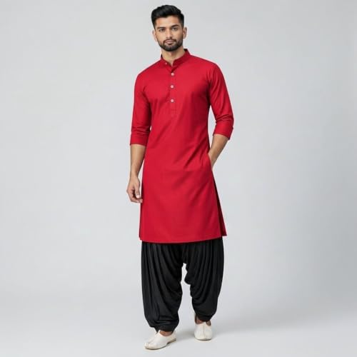 Image of Mens Pure Coton Kurta Dhoti Set | Traditional Ethnic Wear for Festive & Wedding Men's Cotton Kurta with Dhoti Set | Comfortable Ethnic Traditional Outfit Stylish Men's Cotton Kurta Dhoti Set.