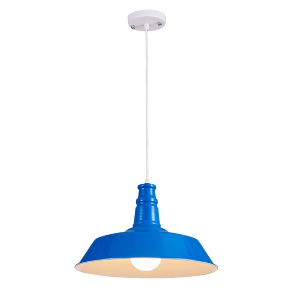Lámpara colgante industrial retro de metal en color amarillo y azul para techo