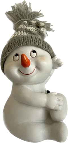 khevga Christmas Decoration Figurines Snowman Grey Sitting 4 Pieces, Set - Image 4