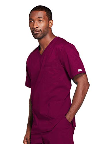 Image of Cherokee Scrubs for Men & Women V-Neck Scrub Top with 4 Pockets, Cotton Blend Soft Stretchy Easy Care Nursing Uniform - 4725