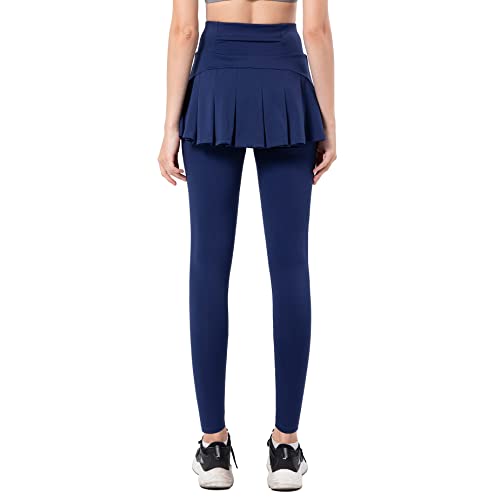 Butterfly Shorts Running Leggings With Pockets, Flowy Skirt Leggings For Women, Women Tennis Leggings Clothes Pockets, Skirted Leggings High Waisted Large Dark Blue #TOP3