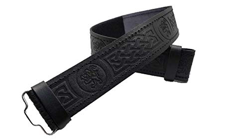 AAR Kilt Belt for Men Leather Black Rampart Lion Embossed Design Scottish Highland S-2XL4