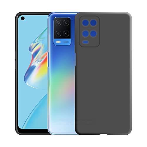 Image of Case Creation Liquid TPU Silicone Cover for Oppo A54 5G Soft Case,Anti-Dirty Slim Case Frosted Matte Cute Candy TPU Raised Bezel (Splash of Color) Back Case Cover for Oppo A54 5G -Black