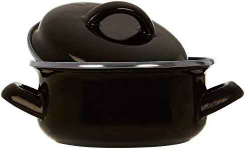 Porter Mini Casserole Dish with Lid, Wide Handles, Enamel, 0.5 litres - Black - Image 3