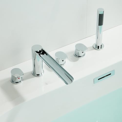 Robinet en laiton blanc haut de gamme à 5 trous avec bec cascade ouvert
