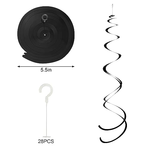 Image of Colorful Ceiling Swirl Foil Decorations Hanging Plastic Streamer Themed Swirl Party for Halloween Graduation Celebration, Pack of 28 (Gold, Black and Sliver)