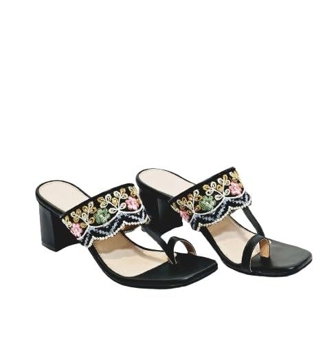 Aviva style Block Heel Sandals for Women | Daily Use Branded & Stylish Slippers (Article-237-Black-5) (B0CR7JZS39) Amazon Price History, Amazon Price Tracker